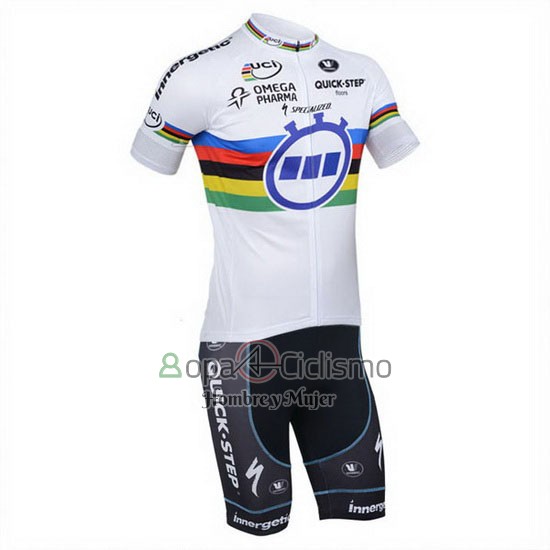 Uci Mondo Campione Lider Quick Stepropa Ciclismo Culotte Corto 2013 Hombre Mangas Cortas 